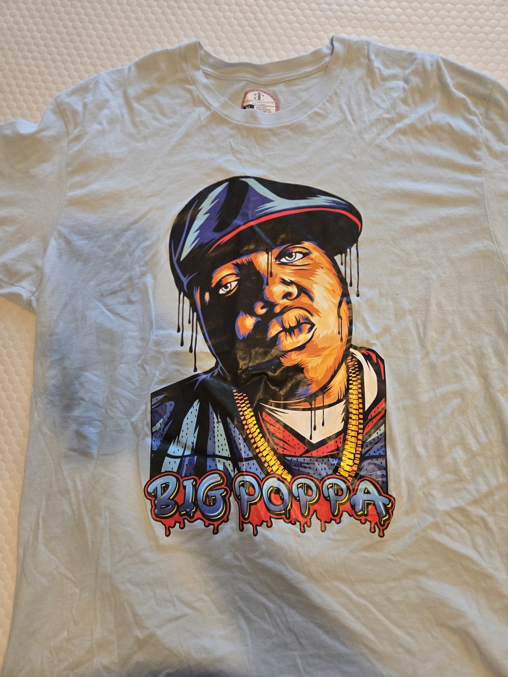 NOTORIOUS BIG Big Poppa Graphic Tee for Adults - Light Blue